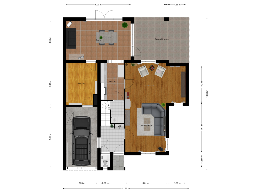 Bekijk plattegrond van Begane grond van Hoogveld 12