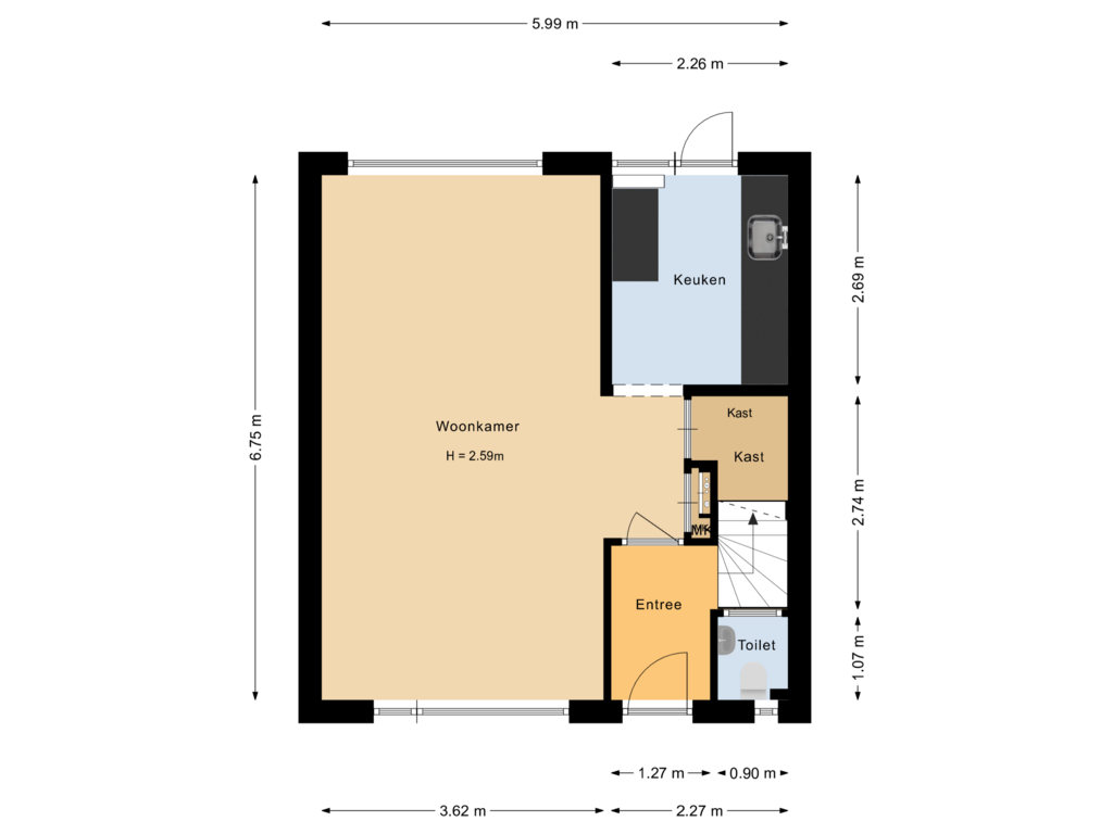 Bekijk plattegrond van Begane grond van Gruttoweide 32