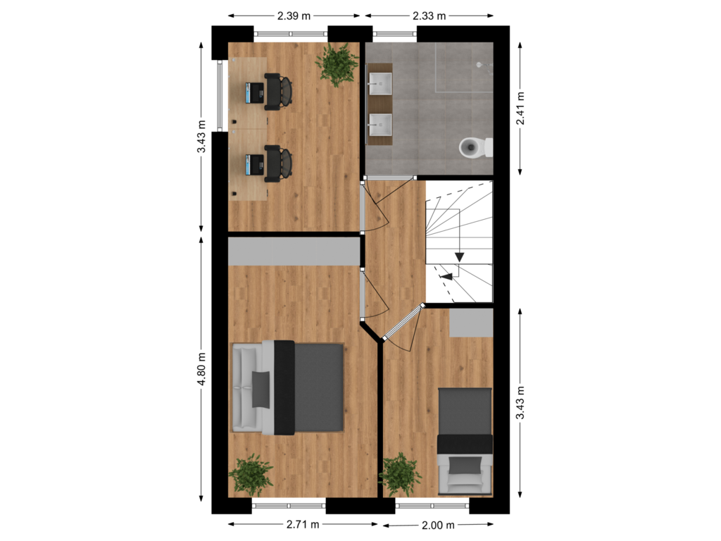 Bekijk plattegrond van 1ste etage van Burgemeester van Slijpestraat 13