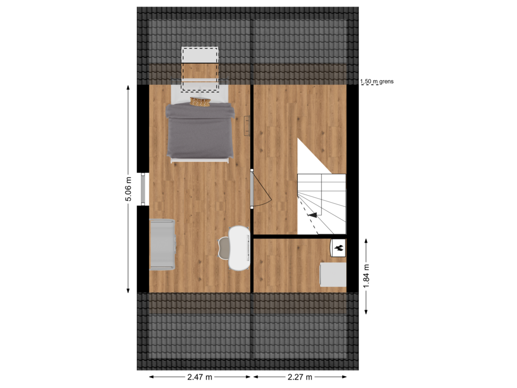 Bekijk plattegrond van 2de etage van Burgemeester van Slijpestraat 13