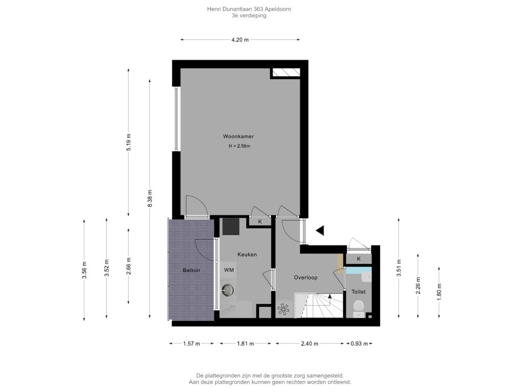 Bekijk plattegrond van 3e verdieping van Henri Dunantlaan 363