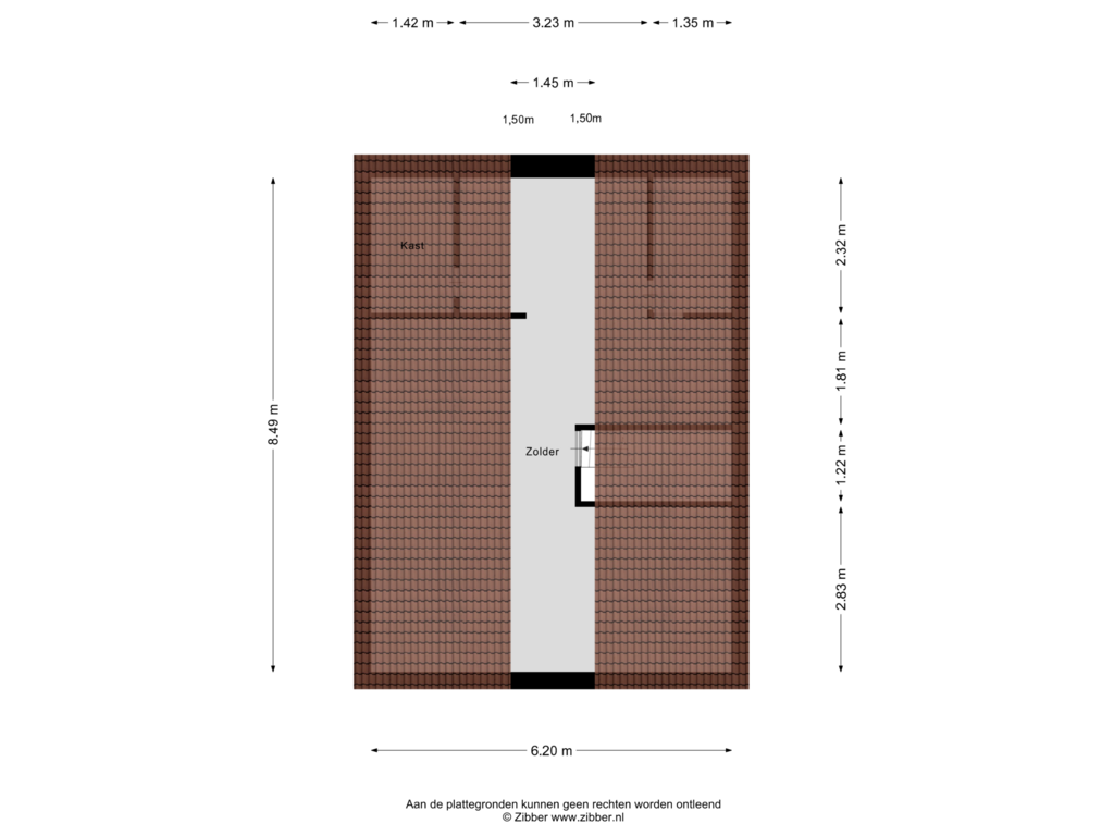 View floorplan of Zolder of Sweelinck 66