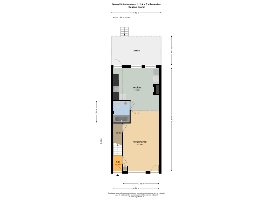 Bekijk plattegrond van BEGANE GROND van Gerard Scholtenstraat 112-A