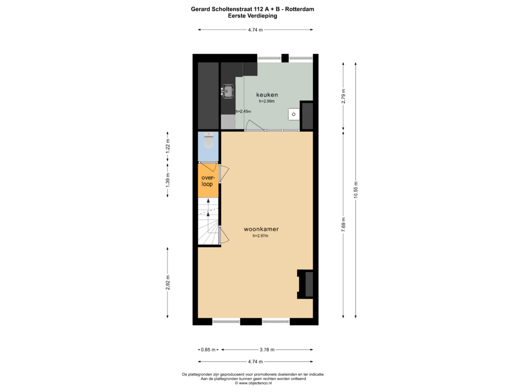 Bekijk plattegrond van EERSTE VERDIEPING van Gerard Scholtenstraat 112-A