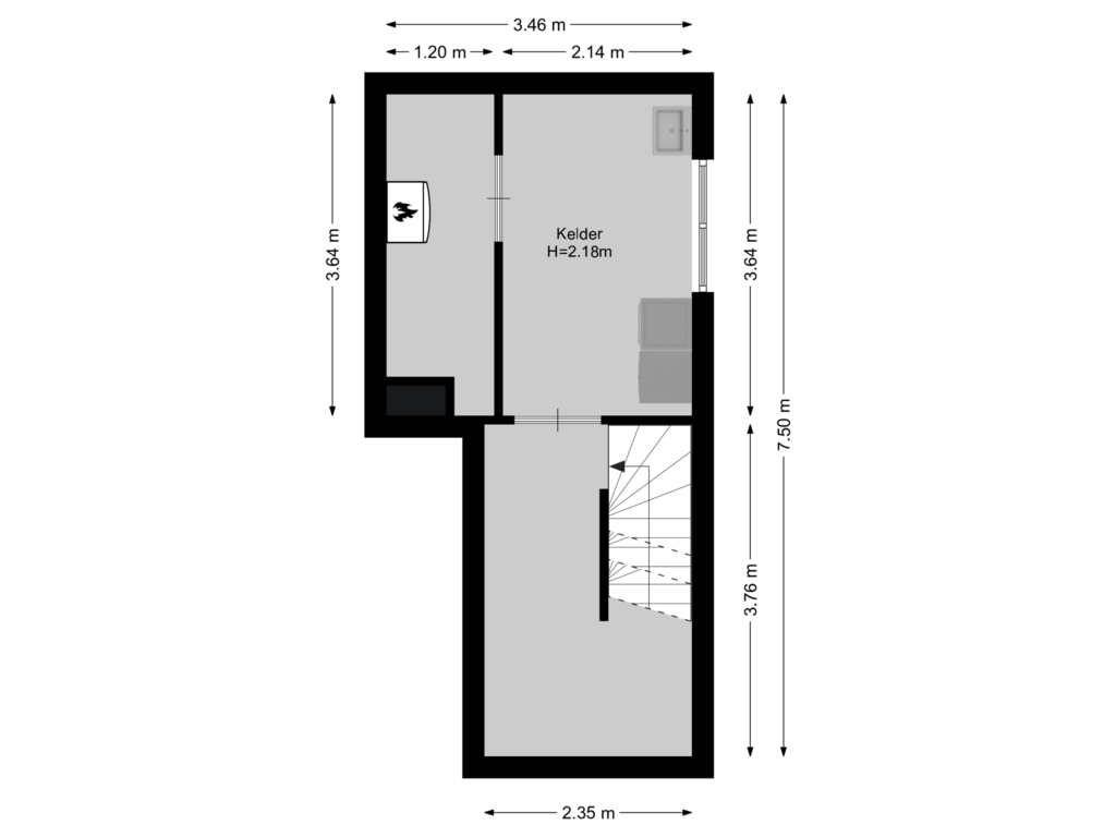 Bekijk plattegrond van Kelder van Bierweg 9