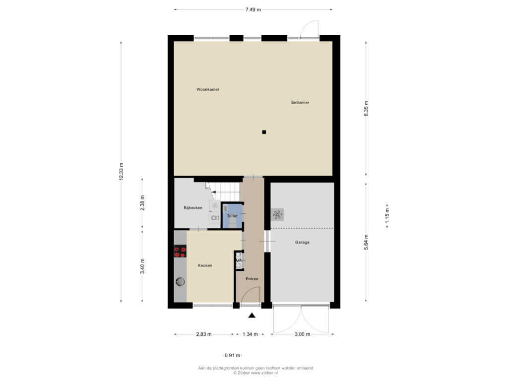 View floorplan of Begane grond of Boekbinderstraat 29