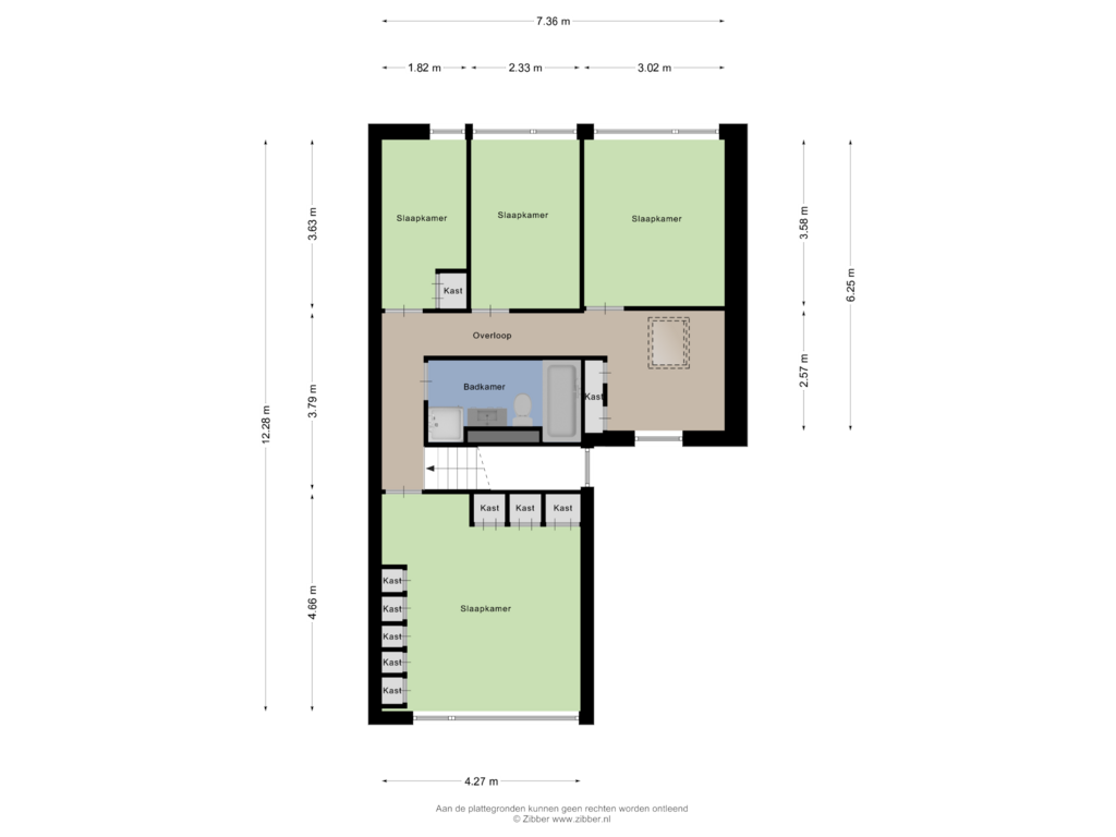 View floorplan of Eerste verdieping of Boekbinderstraat 29