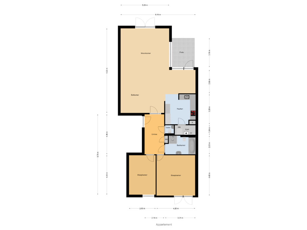 Bekijk plattegrond van Appartement van Oostsingel 58-01