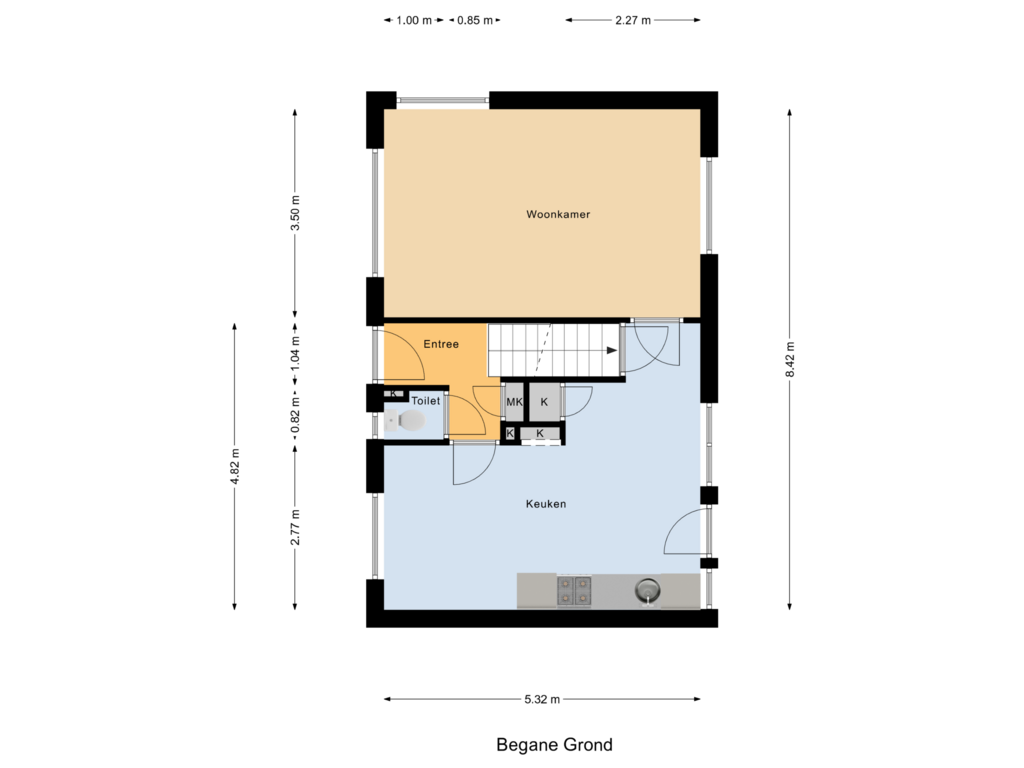 Bekijk plattegrond van Begane Grond van Dr. Kochlaan 28