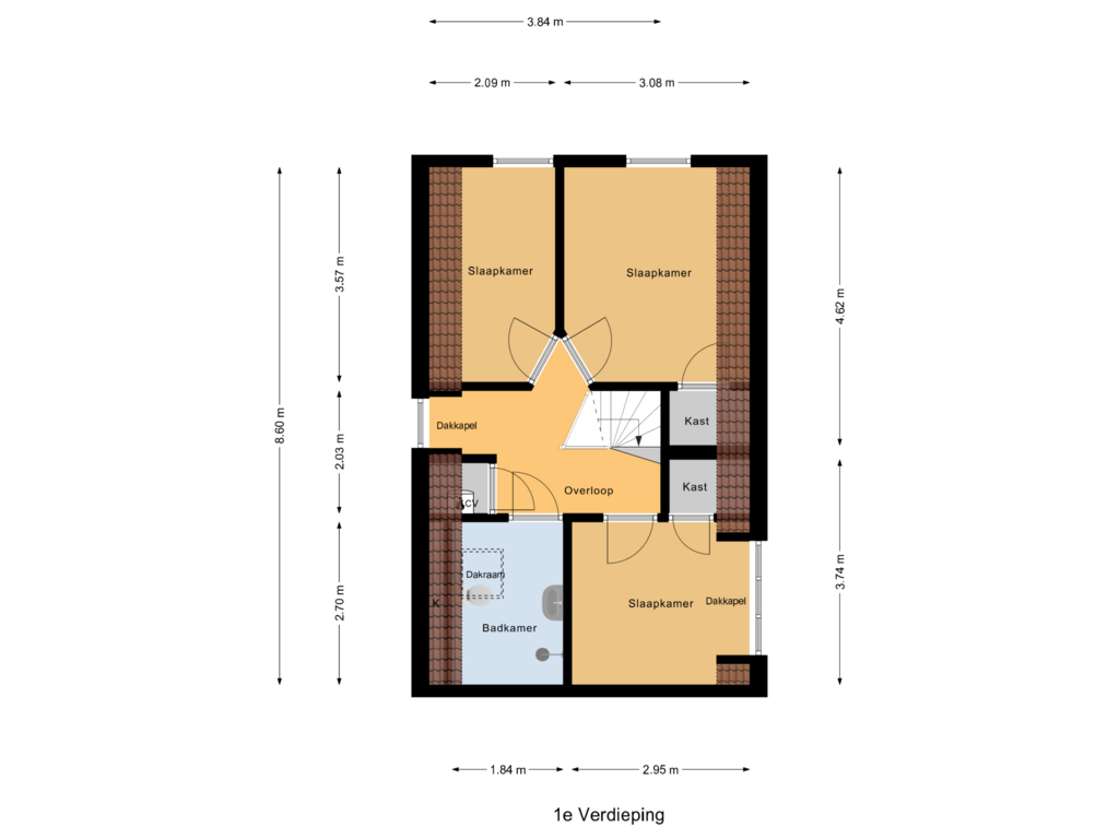 Bekijk plattegrond van 1e Verdieping van Dr. Kochlaan 28