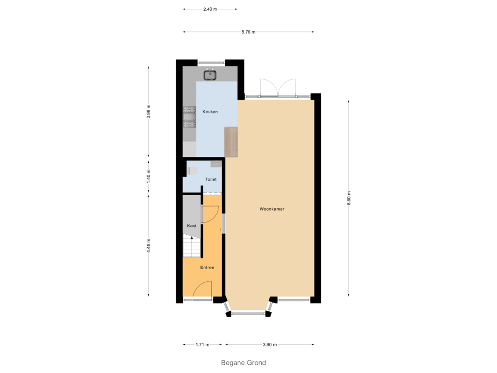 View floorplan of Begane Grond of Zestienhovensekade 243