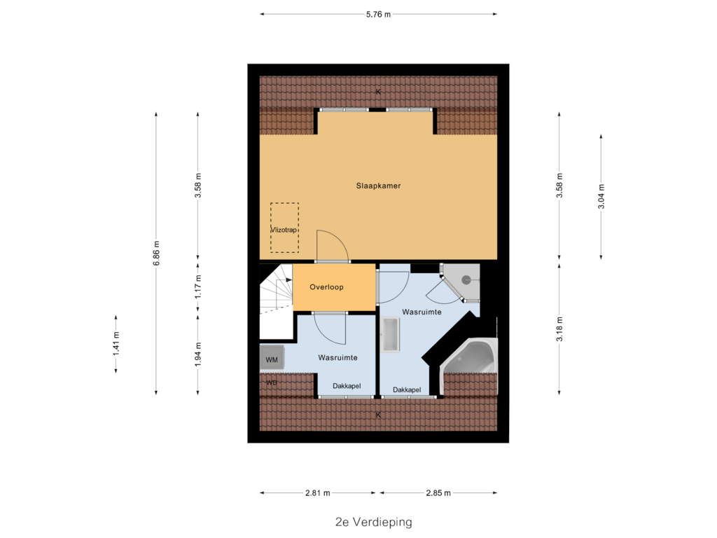 View floorplan of 2e Verdieping of Zestienhovensekade 243