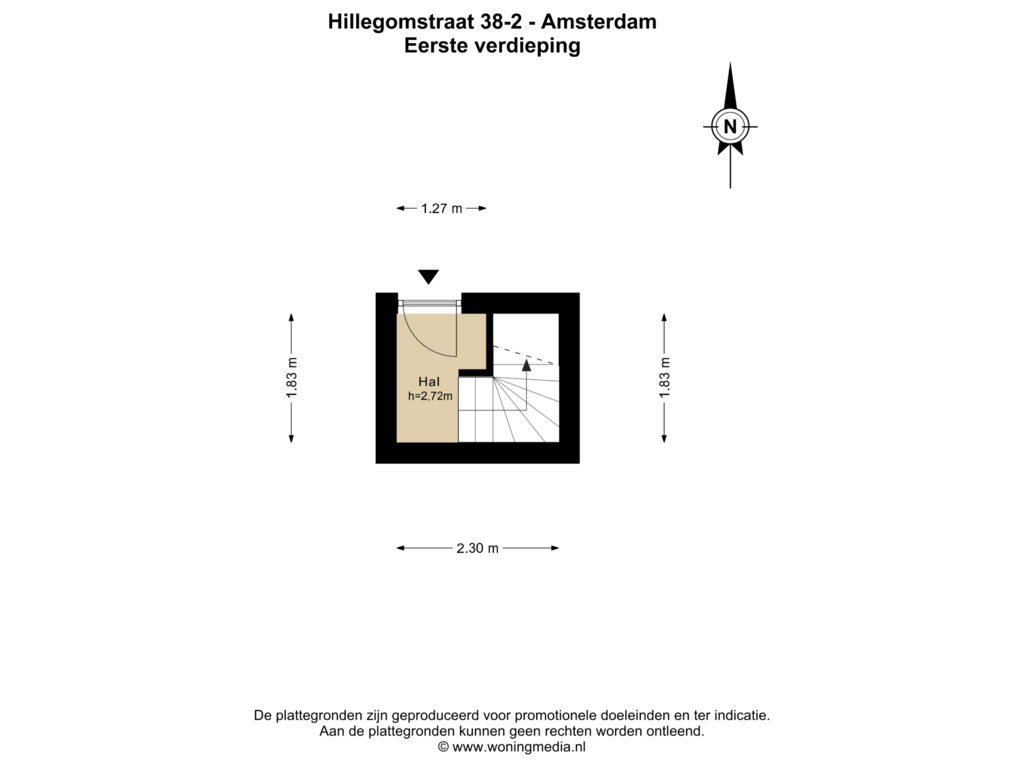 View floorplan of Eerste verdieping of Hillegomstraat 38-2