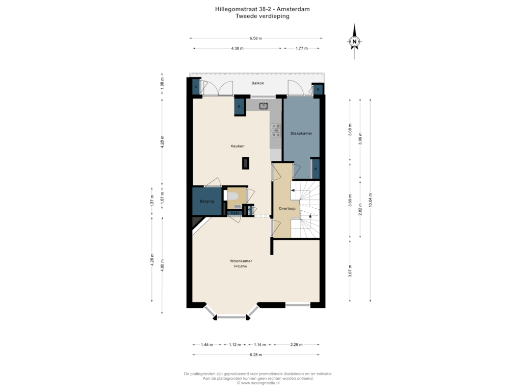 View floorplan of Tweede verdieping of Hillegomstraat 38-2