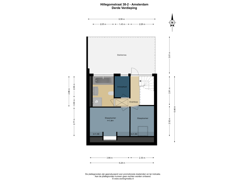 View floorplan of Derde Verdieping of Hillegomstraat 38-2