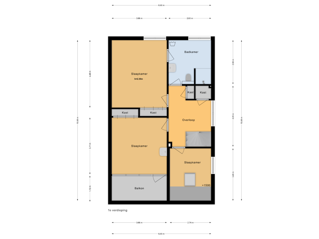 View floorplan of 1e verdieping of De Biender 7