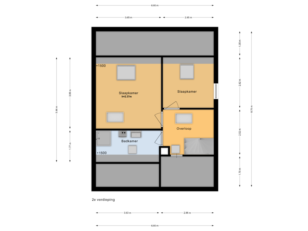 View floorplan of 2e verdieping of De Biender 7