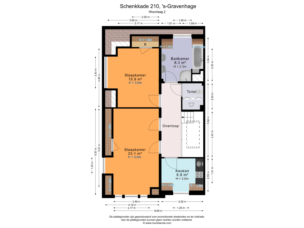 View floorplan of Woonlaag 2 of Schenkkade 210