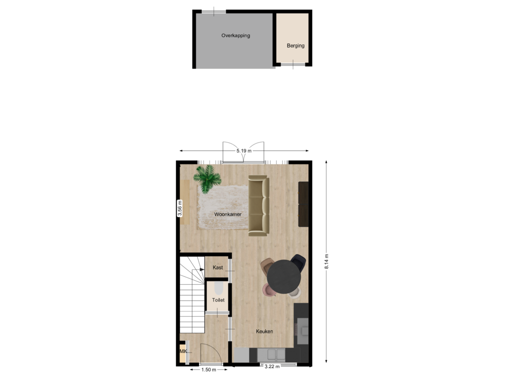 Bekijk plattegrond van Begane grond van Oude School 7