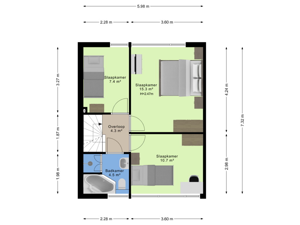 View floorplan of Eerste verdieping of Dotterhof 2