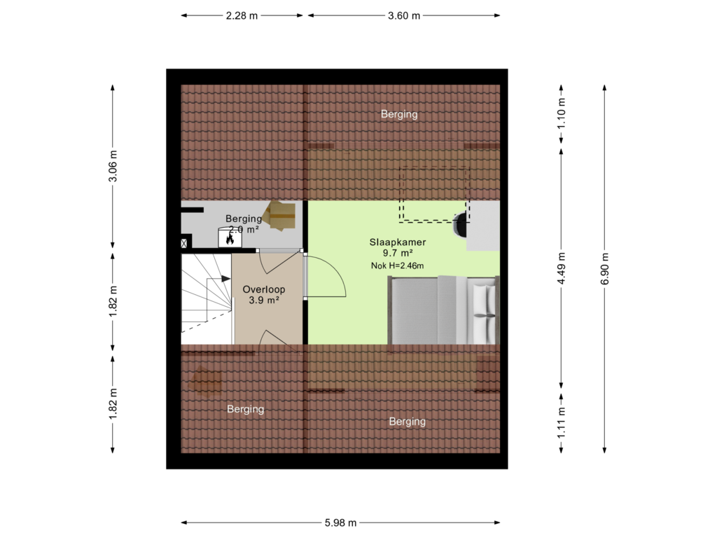 View floorplan of Tweede verdieping of Dotterhof 2