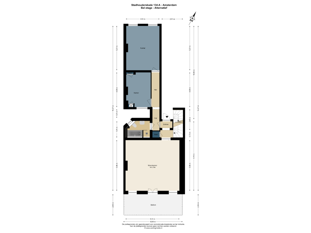 Bekijk plattegrond van Bel etage - Alterantief van Stadhouderskade 134-A