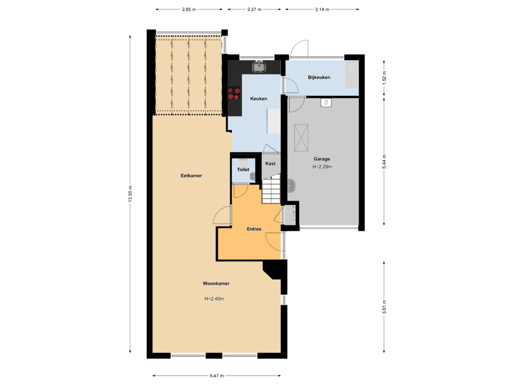 Bekijk plattegrond van Begane grond van Perronzijde 6