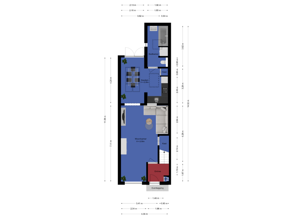 Bekijk plattegrond van Begane grond van Eksterstraat 14