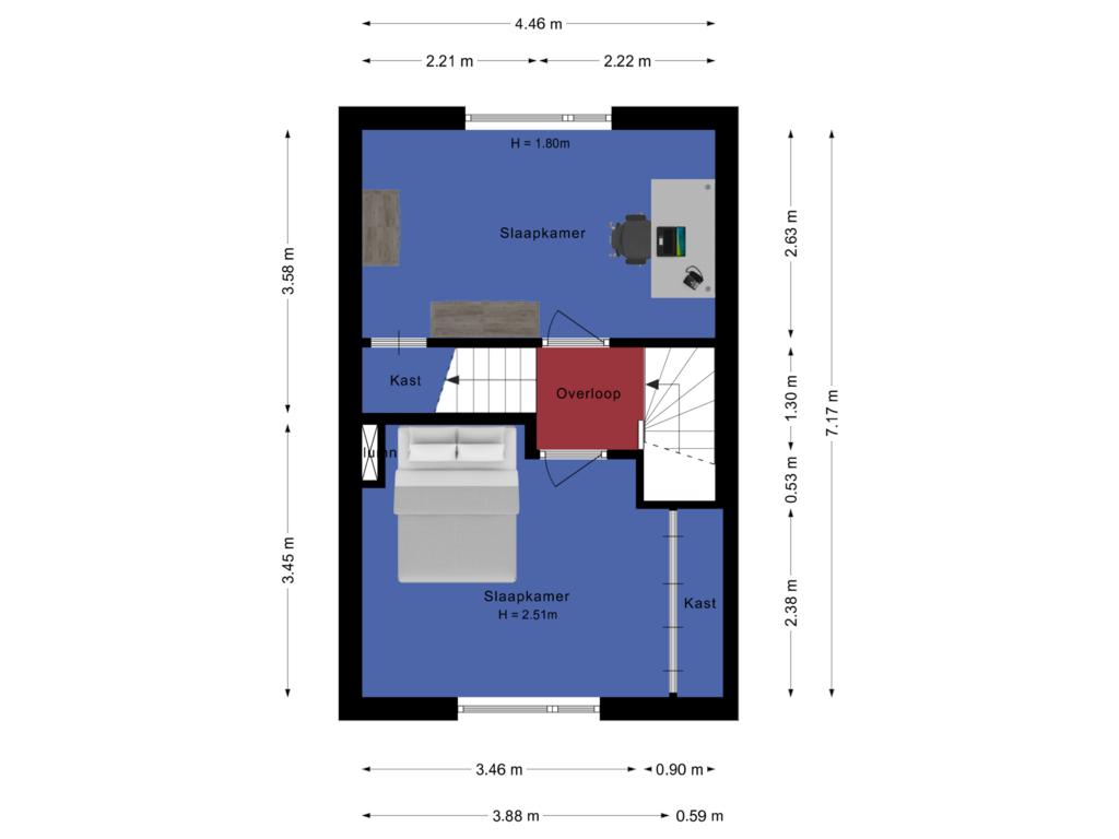 Bekijk plattegrond van Eerste verdieping van Eksterstraat 14