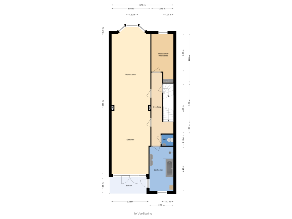 Bekijk plattegrond van 1e Verdieping van Rodenrijsestraat 93-C