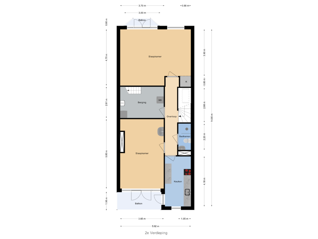 Bekijk plattegrond van 2e Verdieping van Rodenrijsestraat 93-C