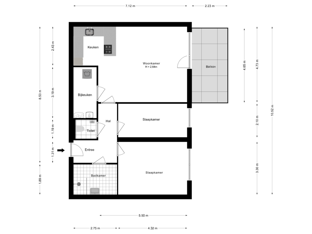 View floorplan of Appartement of Gerard Philipslaan 286