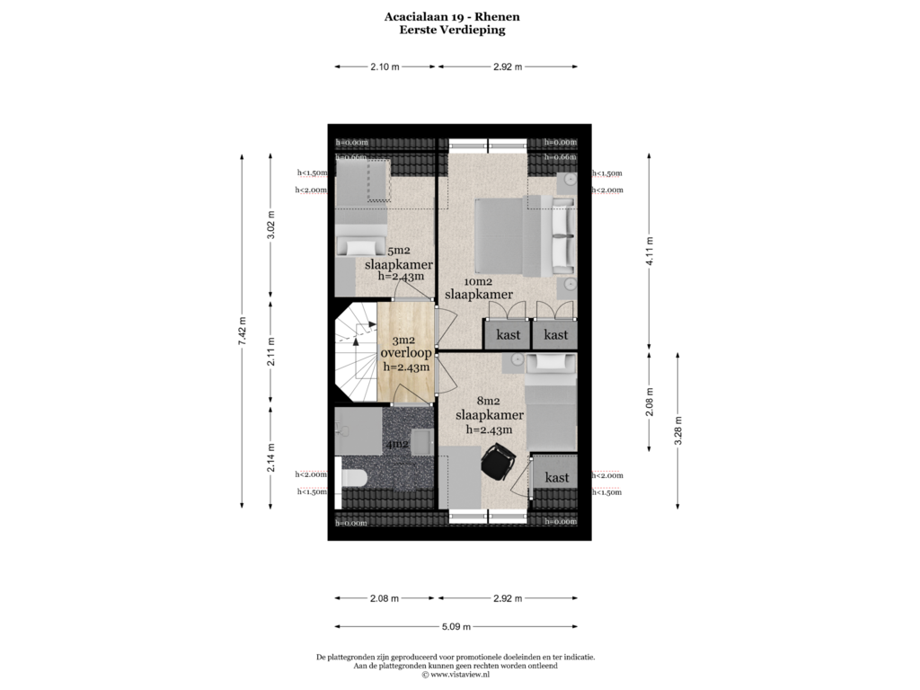 Bekijk plattegrond van EERSTE VERDIEPING van Acacialaan 19