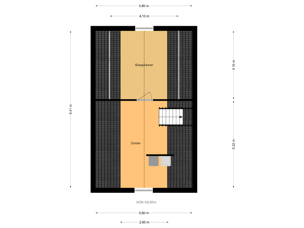 Bekijk plattegrond van Zolder van Vleugelstraat 19