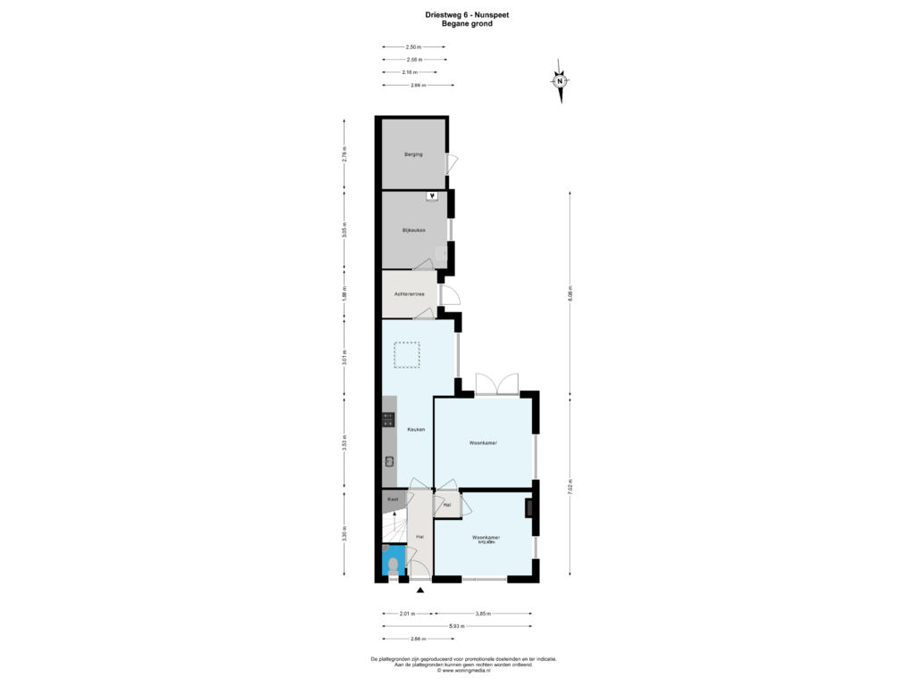 Bekijk plattegrond van Begane grond van Driestweg 6