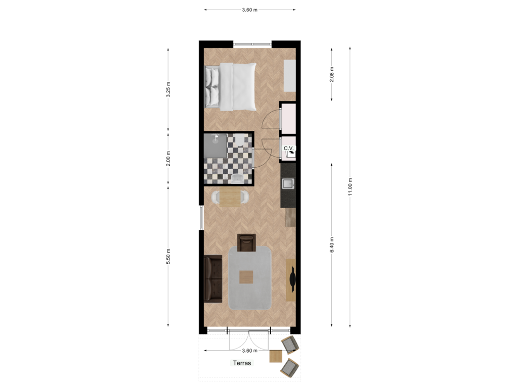 View floorplan of Appartement of Dorpsstraat 191 - 11