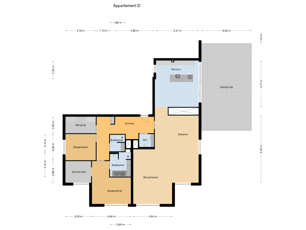 Bekijk plattegrond van Appartement D van Kroonstaete Penthouse E (Bouwnr. 37)