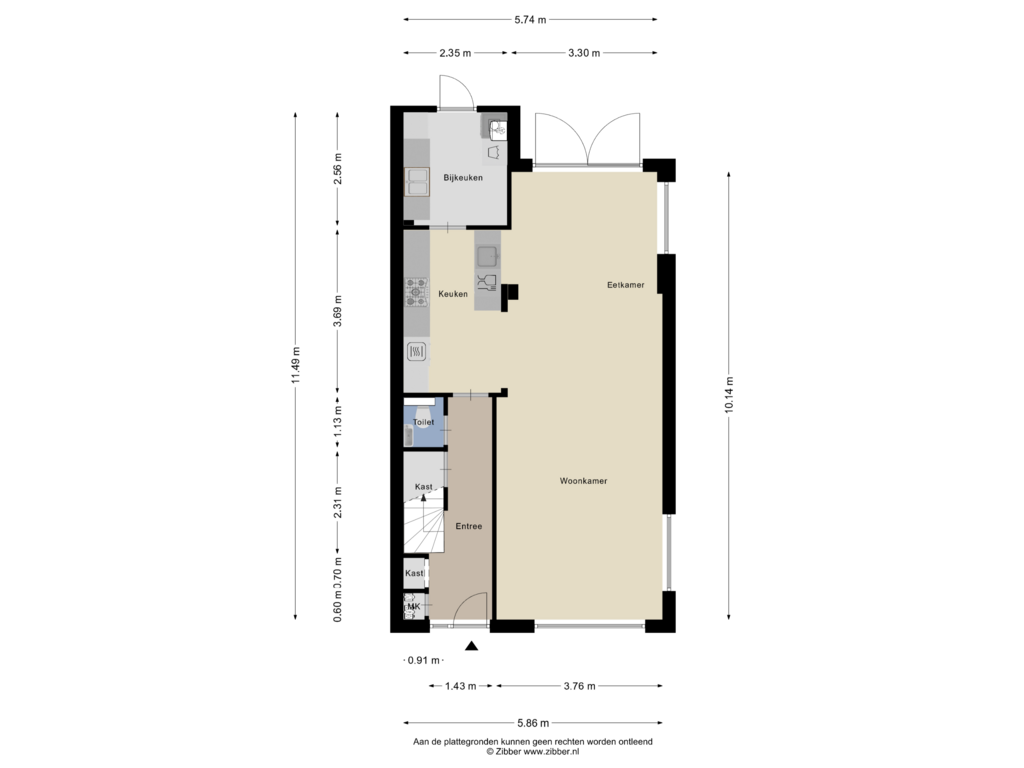 Bekijk plattegrond van Begane Grond van Wilhelminastraat 10