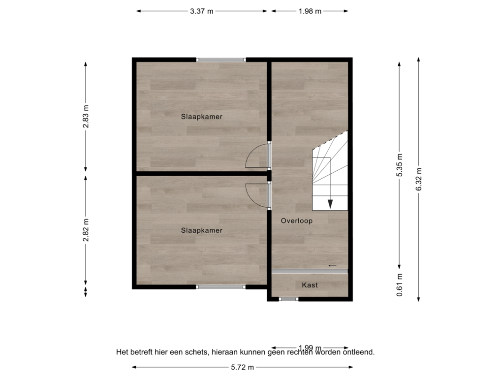 Bekijk plattegrond van 2e verdieping van Noordersingel 6