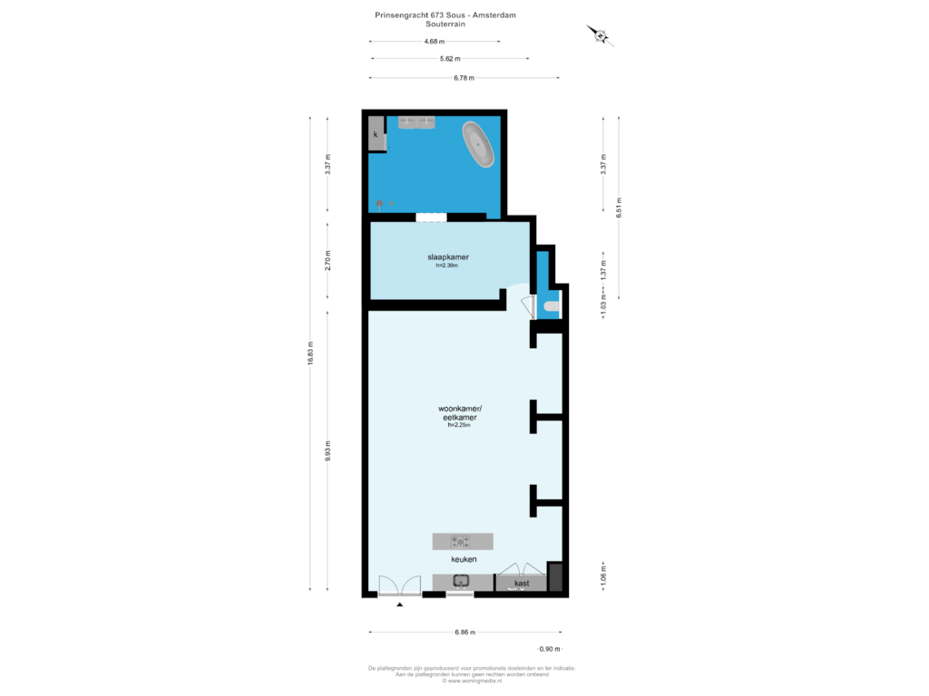 View floorplan of SOUTERRAIN of Prinsengracht 673-O