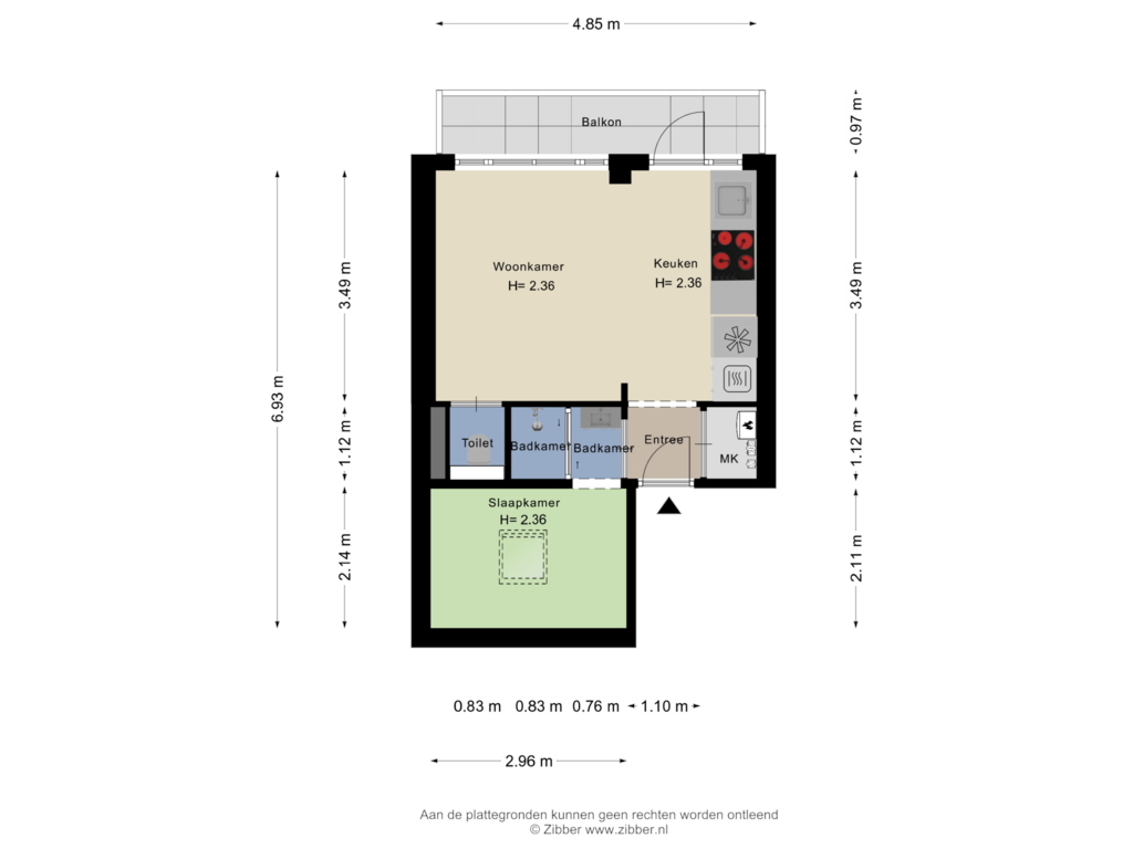 Bekijk plattegrond van Appartement van Derde Oosterparkstraat 26-4