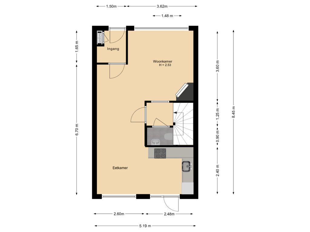 View floorplan of Begane Grond of Windmolen 66