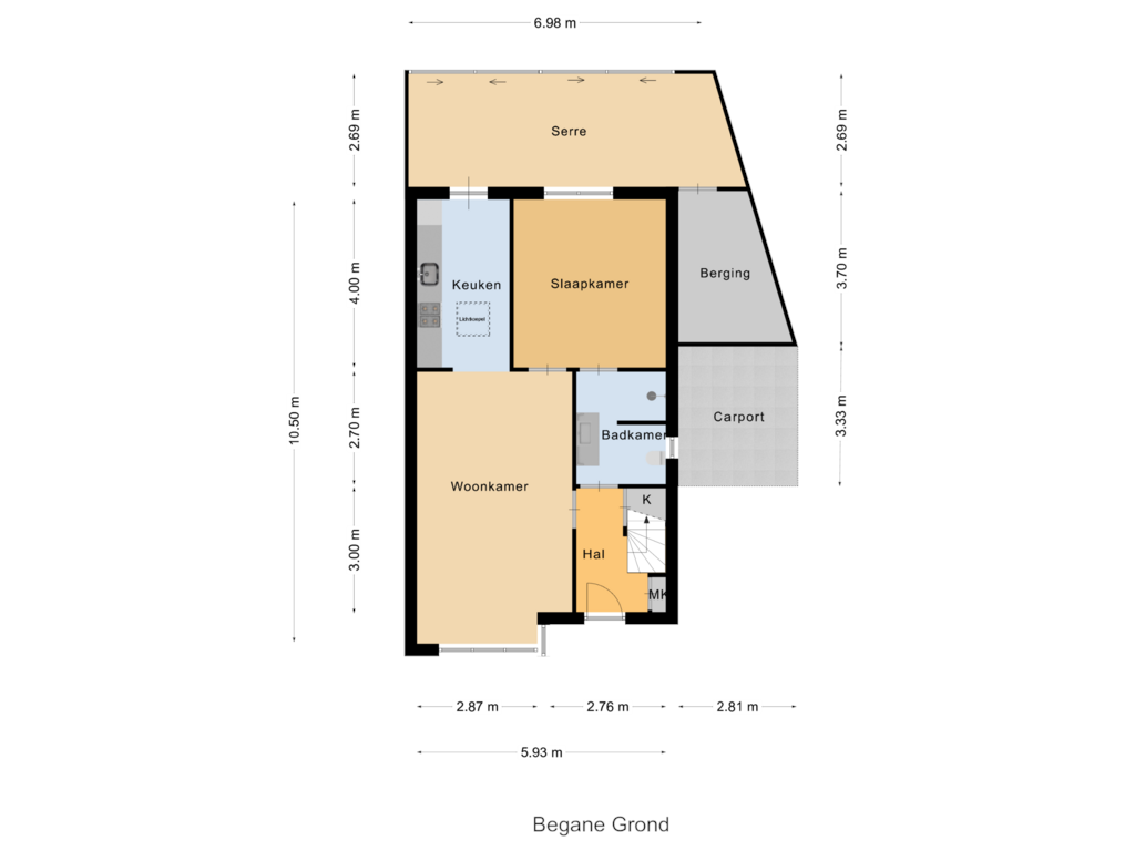 Bekijk plattegrond van Begane Grond van Rozenstraat 2