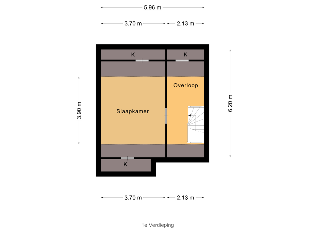 Bekijk plattegrond van 1e Verdieping van Rozenstraat 2