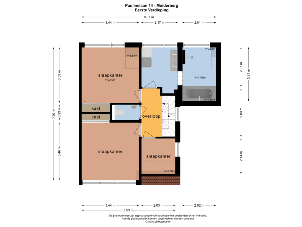 Bekijk plattegrond van Eerste Verdieping van Paulinelaan 14