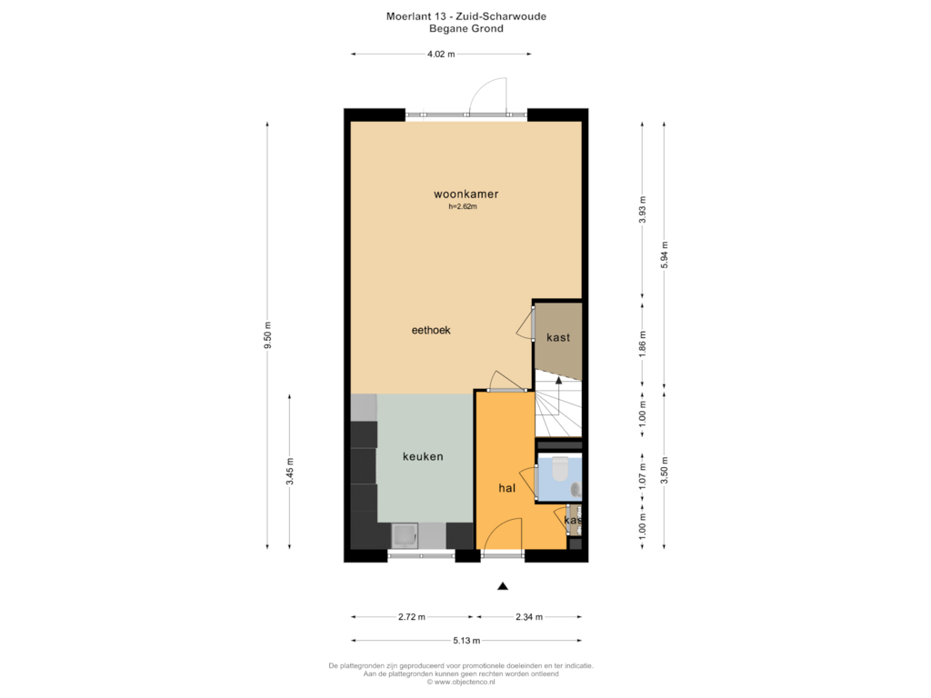 Bekijk plattegrond van BEGANE GROND van Moerlant 13