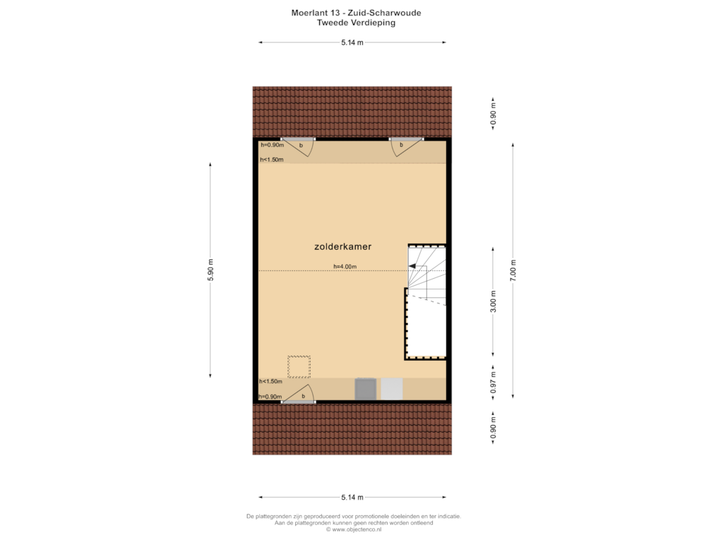 Bekijk plattegrond van TWEEDE VERDIEPING van Moerlant 13