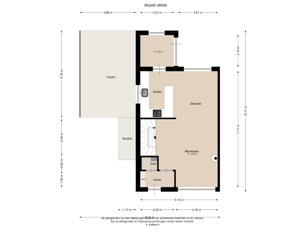 Bekijk plattegrond van Begane grond van Molenhof 32