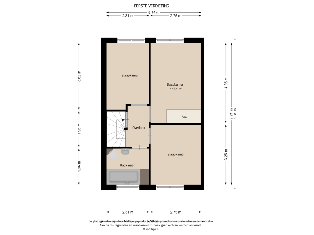 Bekijk plattegrond van Eerste verdieping van Molenhof 32