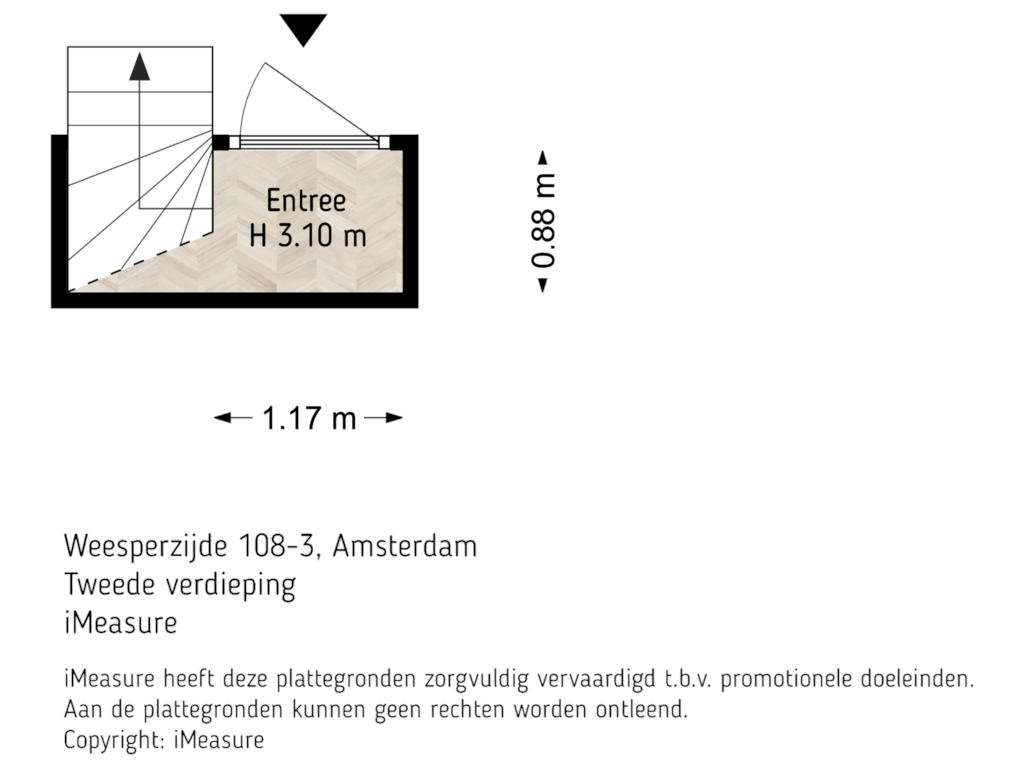 View floorplan of 2e verdieping of Weesperzijde 108-3